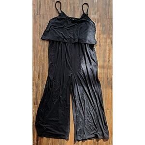 Nwt Zenana Black Ribbed Double Layer Halter Pants Jumpsuit Womens Size 3x